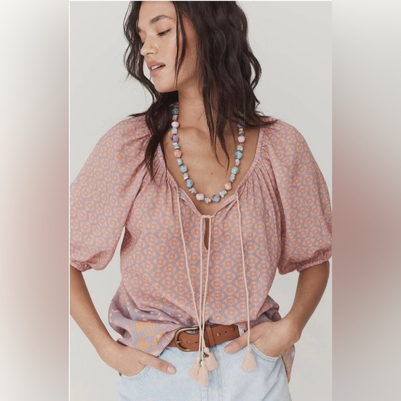 Spell Sweet Nothings Short Sleeve Blouse Sugar Plum Small NWT Boho Festival - Picture 1 of 13